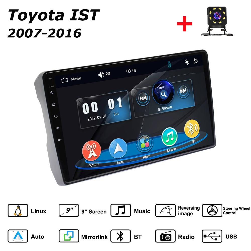 

Carplay Автомагнитола Мультимедиа MP5 Плеер Головное Устройство Стерео Навигация GPS BT Для Toyota IST 2007 - 2016 чёрный