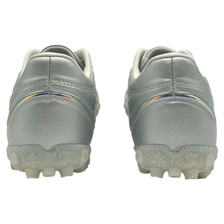 Li Ning Yue 2 TF Artificial Turf Shock Absorbing Non-Slip Durable Football Shoes Men Football Shoes Silver ASTT011-2