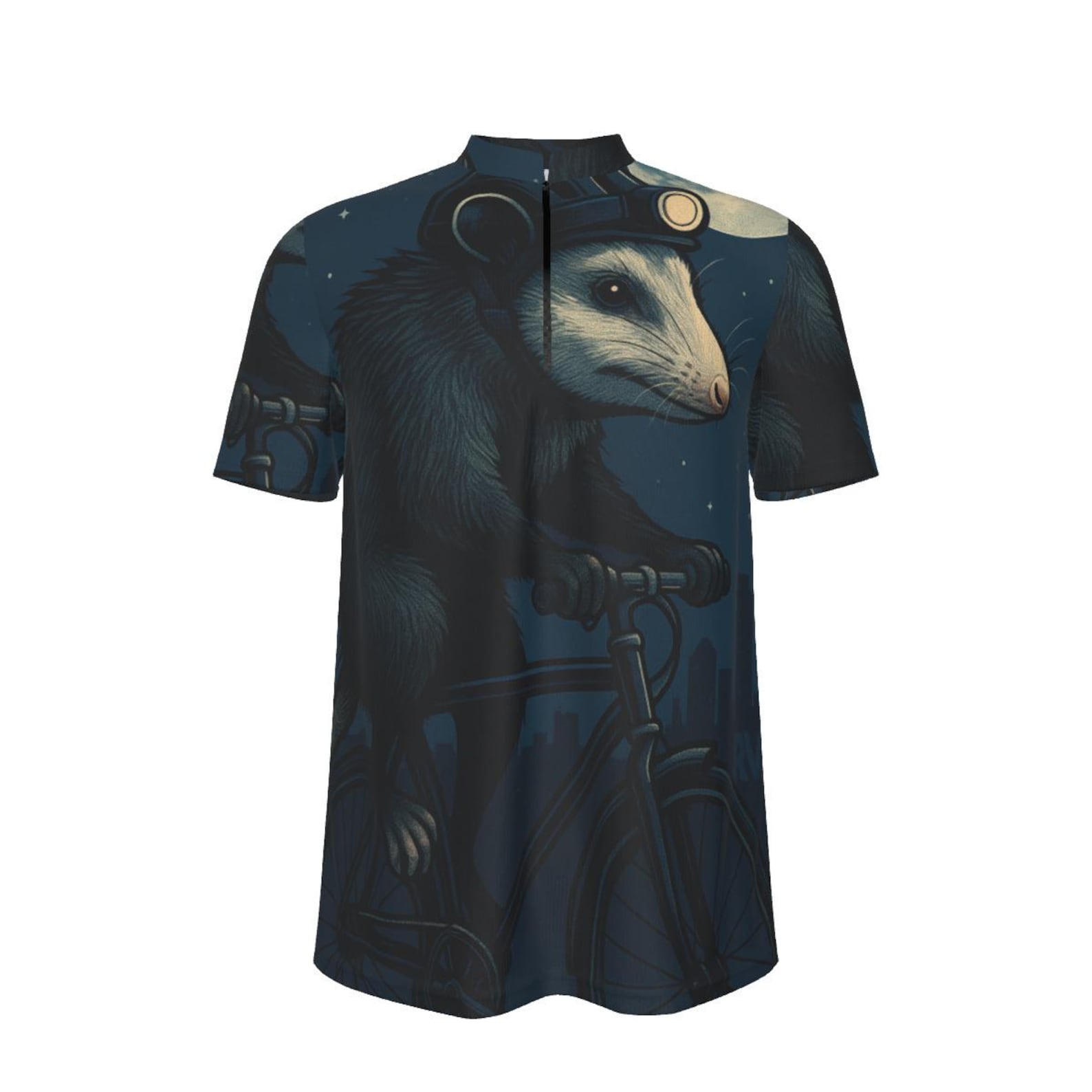 Opossum NightRider Jersey - Loose Fit Quarter Zip MTB Cycling Shirt - Dark Forest Trail Gear S