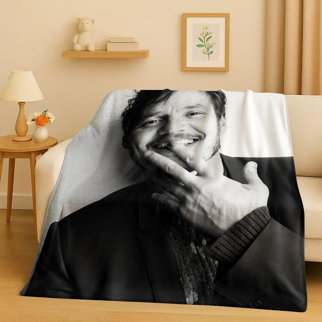 Fashion Pedro Pascal Handsome Actor Flannel Blanket,Ultra Soft Warm Plush Throw for Home Bedroom Bed Sofa Cover Kids Picnic Gift