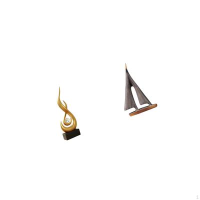 Abstract Flame Sculpture Modern Figurine Sailing Ship Ornament Decorative Sailboat Model for Living