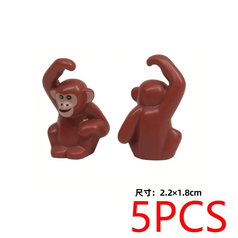 MOC Wild Animals Building Blocks Set Monkey Cow Bear Orangutan Leopard Snake Camel Mini DIY Model Compatible Bricks Kids Toy T19