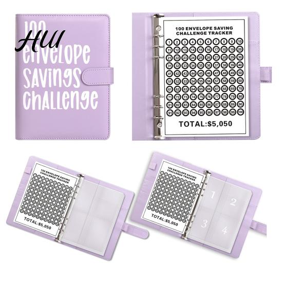 Budget Envelope System 100 Savings Challenge Kit PU Binder with Numbered Pockets Saving And Progress Trackers A5 Planner for Couples Individuals