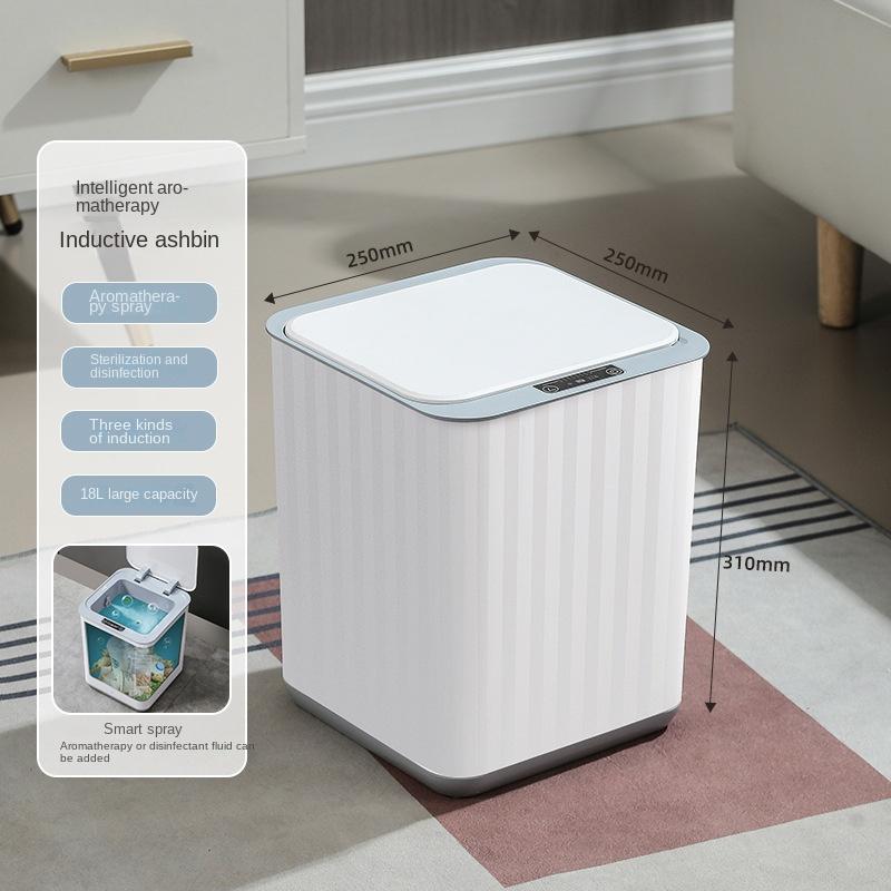 18Lnew Luminous Intelligent Automatic Induction Trash Can Kitchen Living Room Toilet Spray Disinfection Folding Storage Box Home