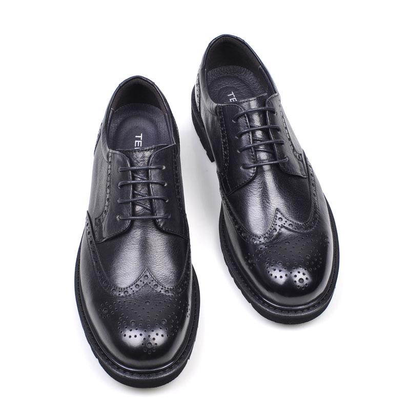 

Мужские туфли Brock Carved из натуральной кожи, вымытые в стиле ретро, повседневные туфли ручной работы из мягкой кожи с мягкой подошвой, деловые деловые туфли 44 чёрный