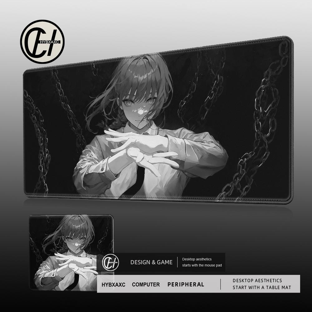 Black And White Anime Girl Mouse Pad Pc Accessories Keyboard Mouse Carpet AntiSlip Gamer Mousepad Makima Large Laptop Desk Mat