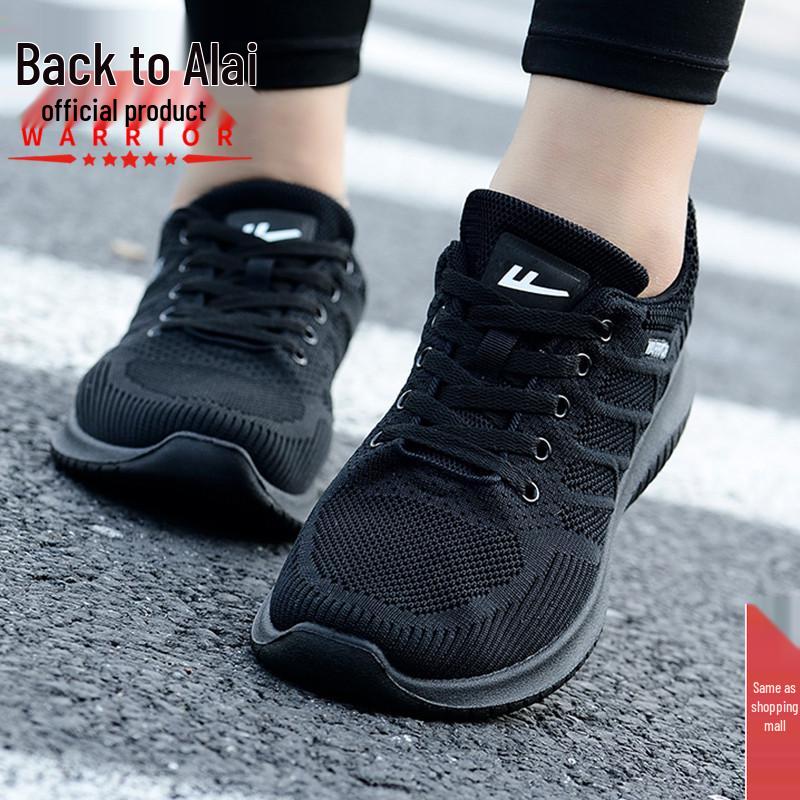 Женские дышащие нескользящие повседневные спортивные туфли Warrior - Легкие черные сетчатые кроссовки Size 40