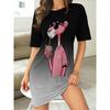 3D Cartoon Druck Lässiges Vielseitiges Mode Damen Sommerkleid Hohe Qualität Bequem Leicht Mittellanges Kleid