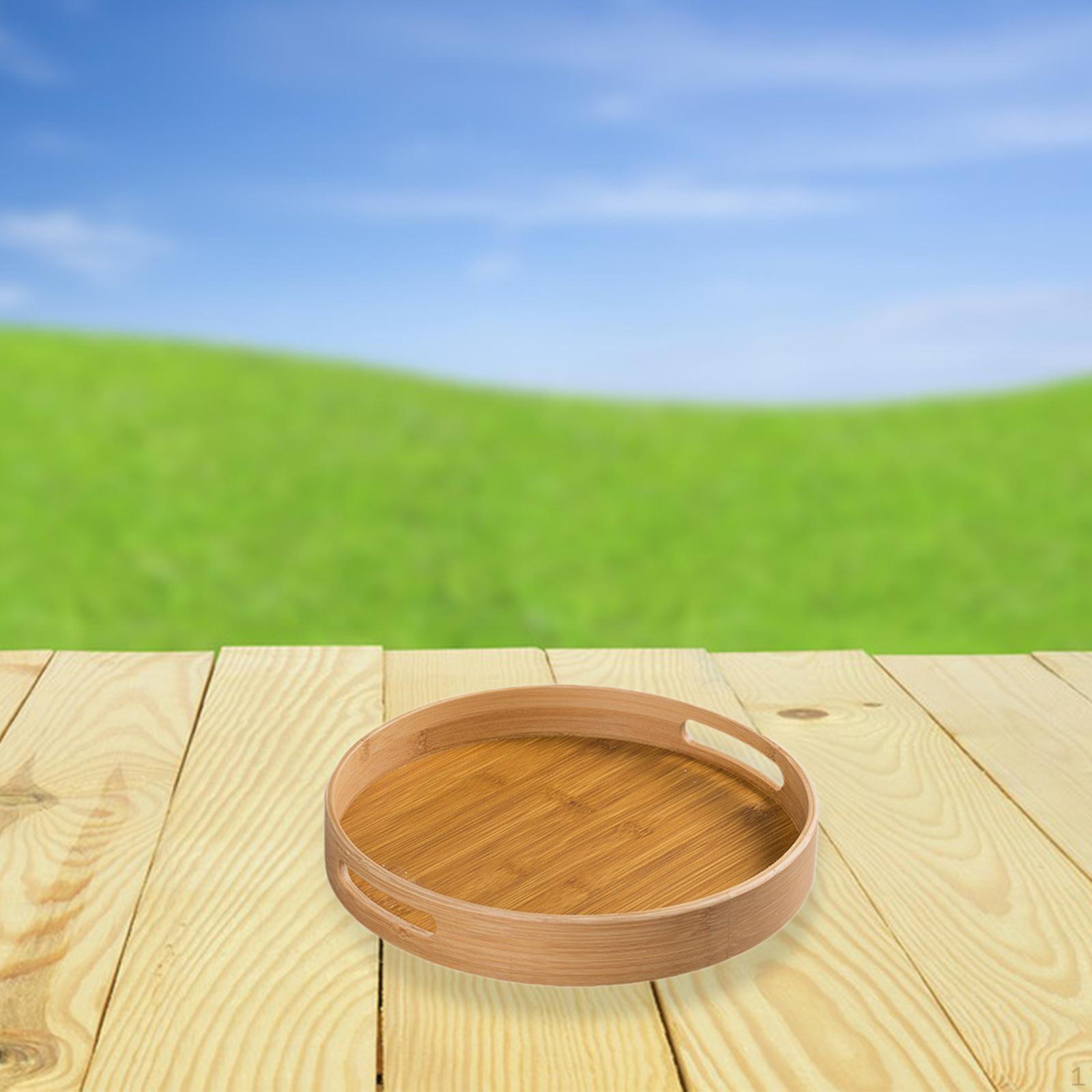 

Бамбуковый круглый поднос для сервировки, блюда для хранения продуктов, многоцелевые закуски, завтраки и ужины 300x300x50mm