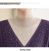Mom's Velvet Thickened Knit Two-Piece Sweater for Autumn/Winter - Mid-Age Half-High Collar