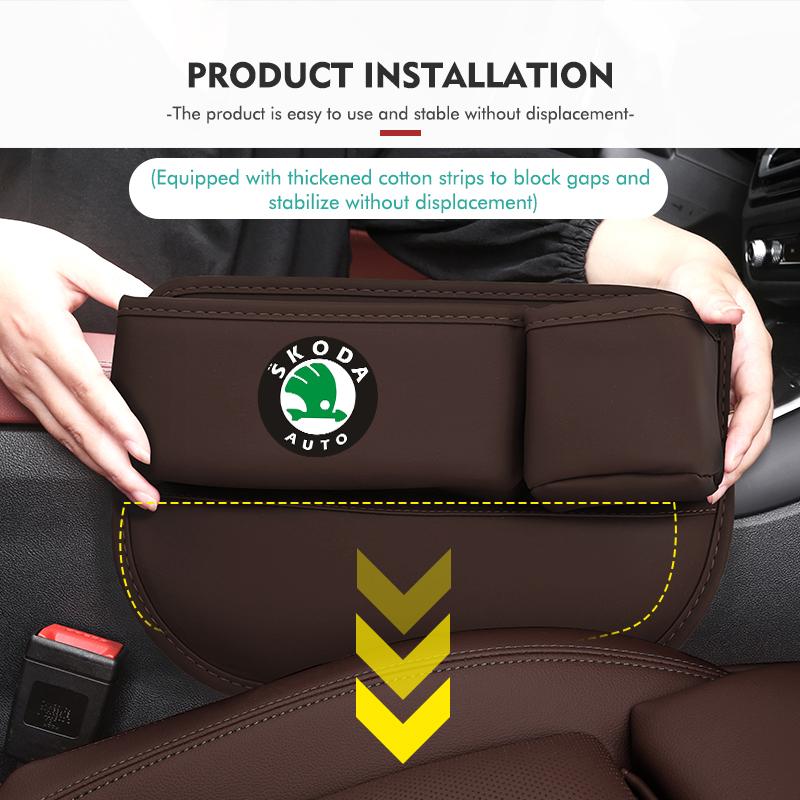 AAABT1 Car Front Seat Crevice Storage Box Pocket Cup Key Phone Holder Accessories For Skoda Octavia Superb RAPID FABIA KAMIQ KAROQ