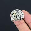925 Silver Oval Dalmatian Jasper Stone Statement New Stackable Ring Jewelry US 8