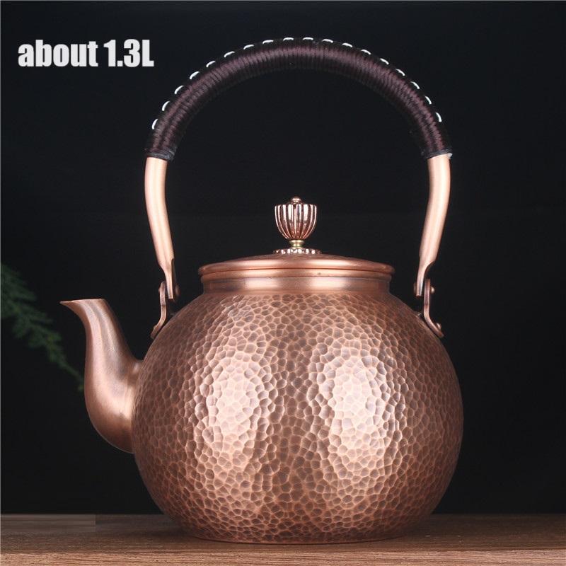 

чайник медный ручной работы с узором «чеканка молотком», утолщенный, без покрытия, для кипячения