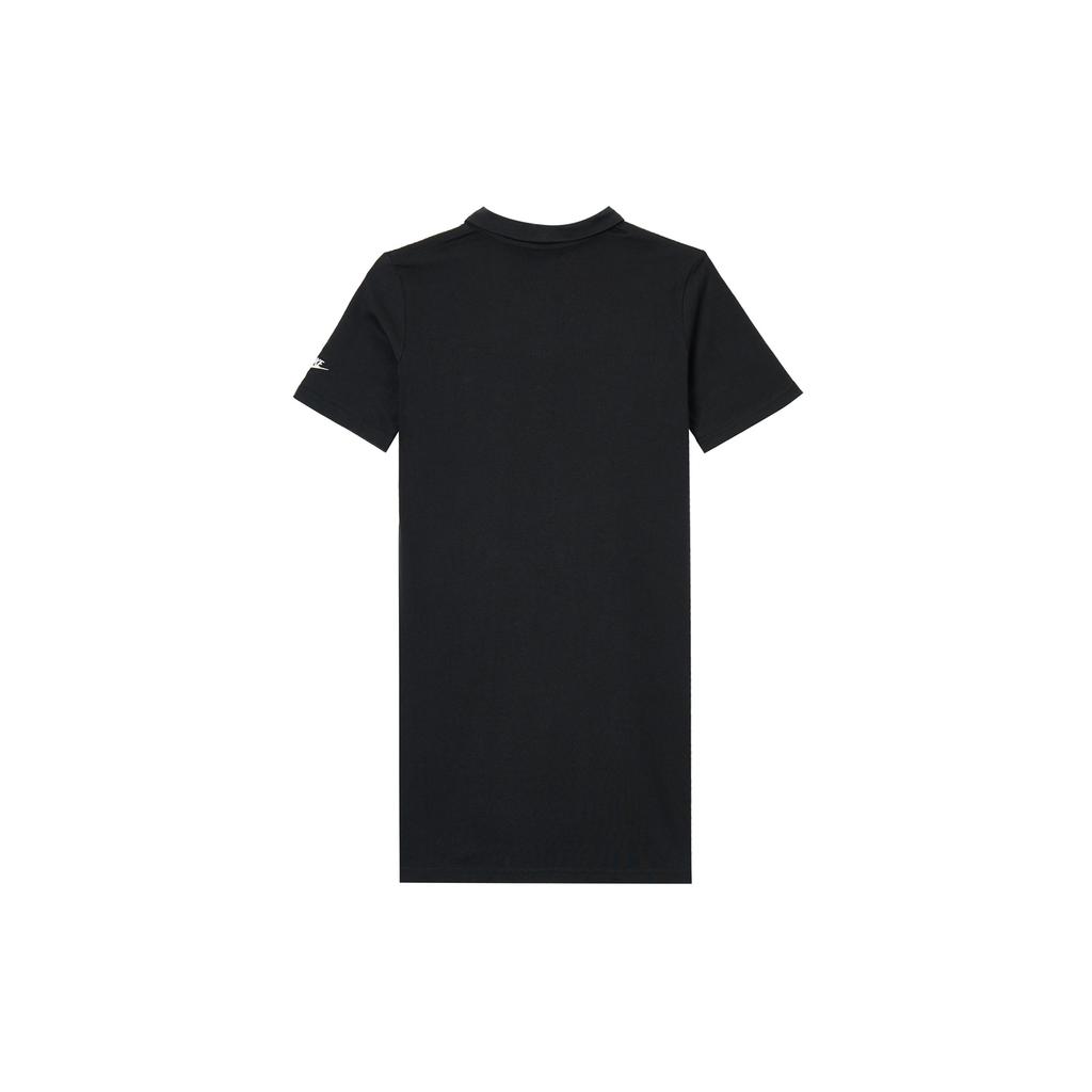 Nike Sportswear Letter Print Loose-Fit Breathable Moisture-Wicking Knit Polo Dress Women Dress Black FQ7010-010