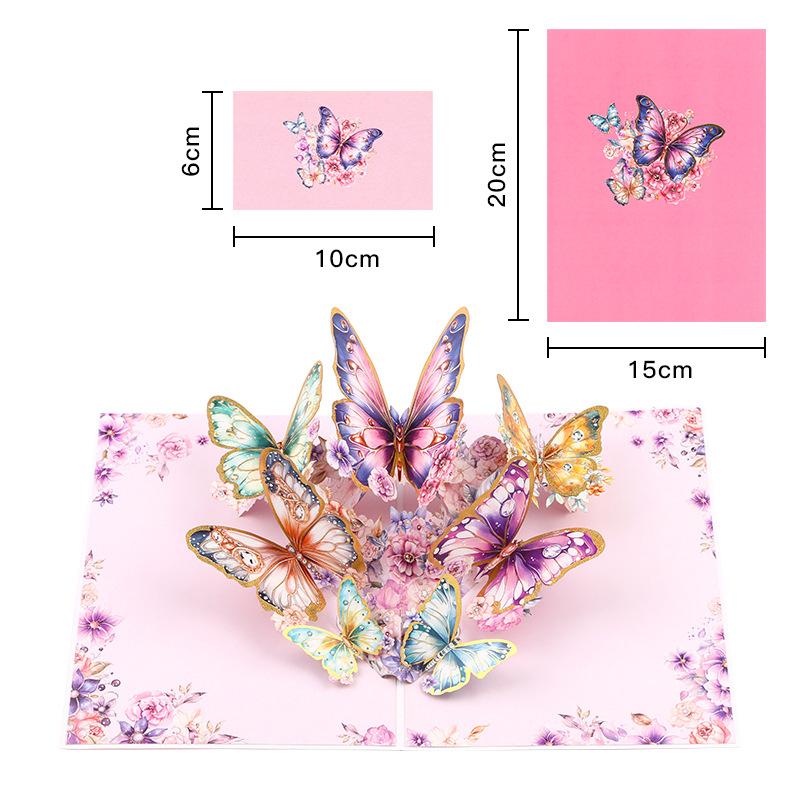 3D Pop Up Greeting Card with Floral Hummingbird Butterfly Popup Card Blank Note Birthday Mother's Day Anniversary All Occasions