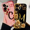 Pour Vivo Y 31 Y31Pro Y31d Y31s Coque de téléphone Rose Joli Noir Lettres Style Couple Boîtier Silicone Liquide Souple Coque Anti-Rayures