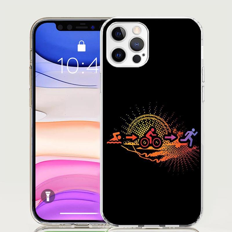 Triathlon Schwimmen Radfahren Laufen Handyhülle Für Iphone 11 12 13 Mini 14 15 Plus 17 Air 16 Pro Max 16E 7 8 SE Kunst Individuell Hülle Capa Ca