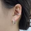 One-touch ring glossy silver earrings