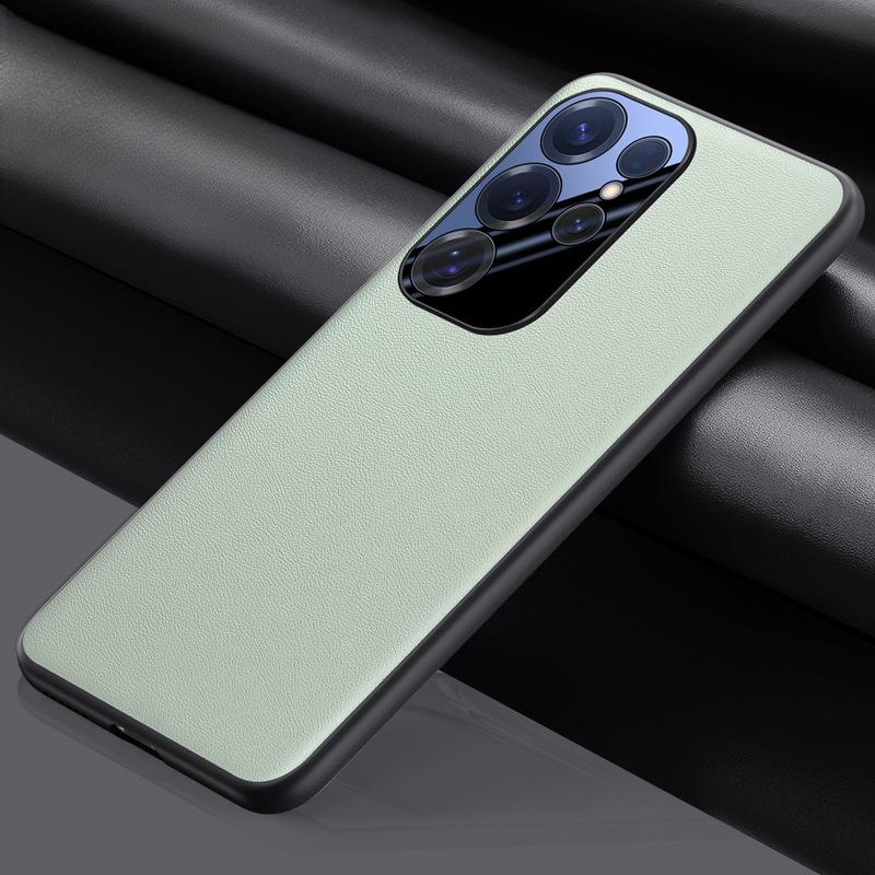 Suitable for Samsung S25ultra Mobile Phone Case Full-inclusive Lens Samsung Business Men S25plus High-end Plain Leather Case