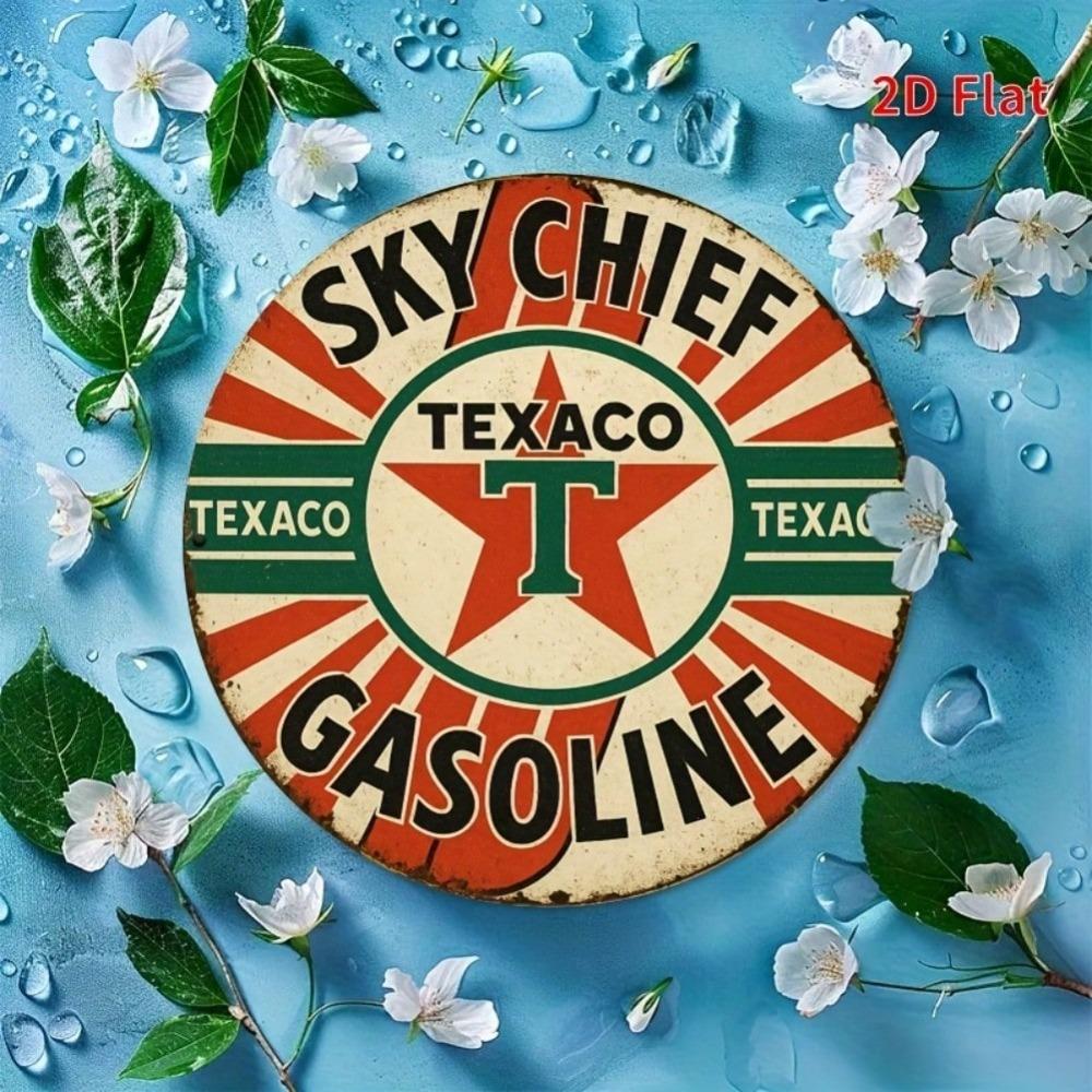 Vintage Texaco Sky Chief Gasoline Metal Wall Sign Retro Cafe Home Decor
