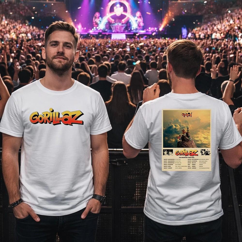Gorillaz 2026 Mountain Tour Inspired TShirt Music Concert Graphic Tee Unisex T-Shirt XXXXL