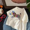 T-shirt Estiva Unisex Stile Coreano Ricamo 3D Cartone Animato - Top in Cotone a Maniche Corte Genitore-Figlio