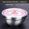 Large Double-Layer Insulated Stainless Steel Bowl with Lid - Anti-Scald, Anti-Drop, for Children and Adults, Ideal for Rice and Soup.