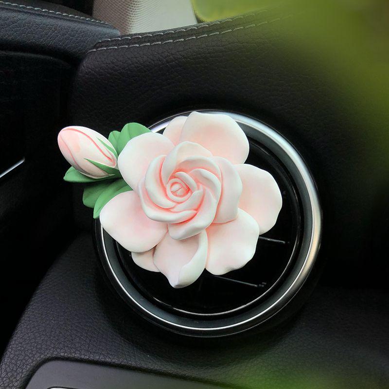 Air Outlet Flower Aromatherapy Car Decoration Gardenia Tulip Rose Peach Blossom Car Perfume Fragrant Stone Pendant