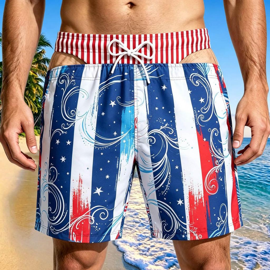 Men's Funny Printed Beach Shorts for Summer Casual Wear