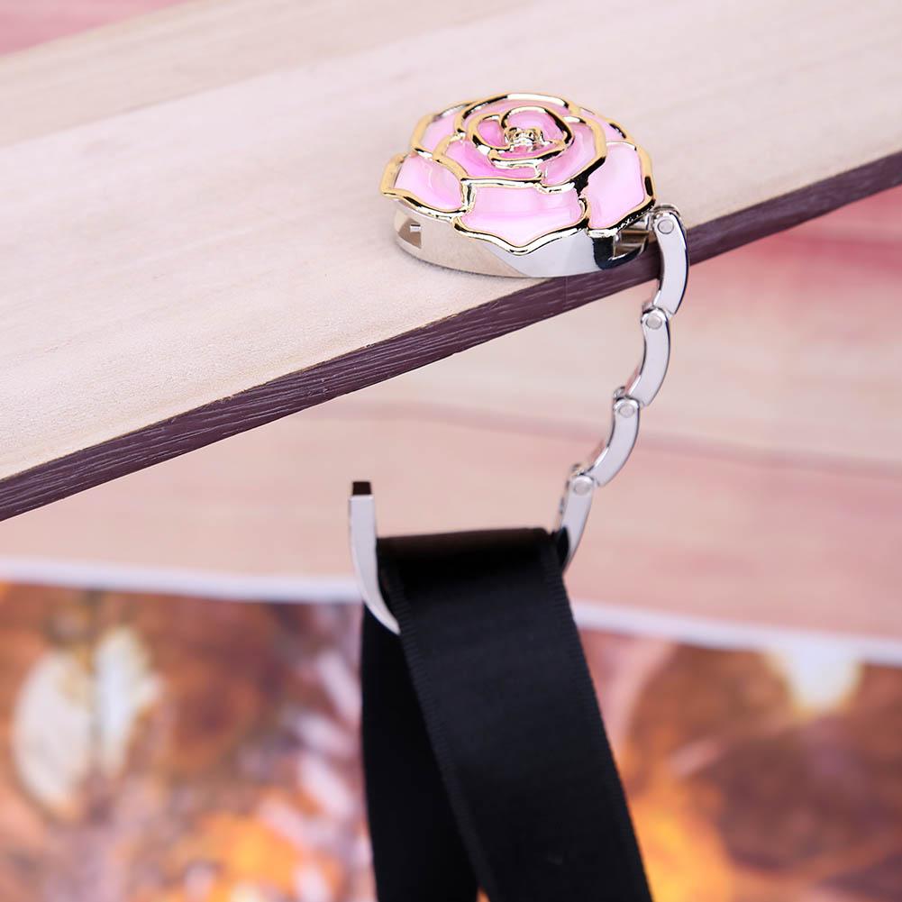 Suport Exquisit pentru Geantă pentru Masă Cârlige Portabile pentru Poșetă Suport Cârlig pentru Masă Model Trandafir Suport Agățătoare pentru Poșetă Decor Agățătoare pentru Poșetă