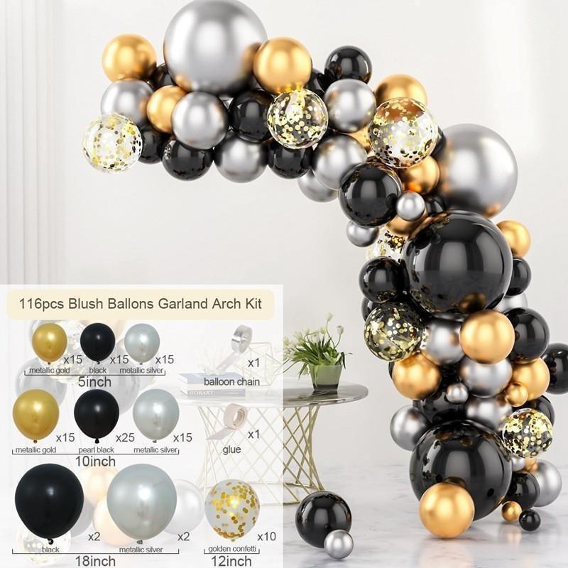Black Gold Series Balloon Set for Birthday Party Decoration