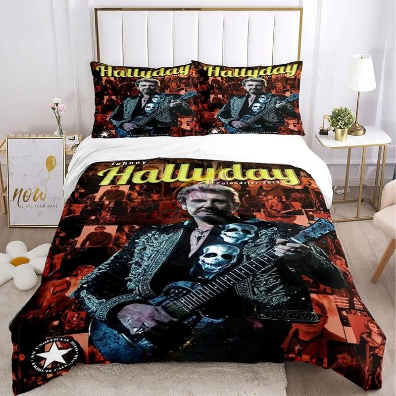 Bettbezug Rock Johnny Hallyday Kissenbezug Bettwäscheset Junge Mädchen Schlafzimmerdekoration Kindergeschenk Einzel Doppel Große Größe