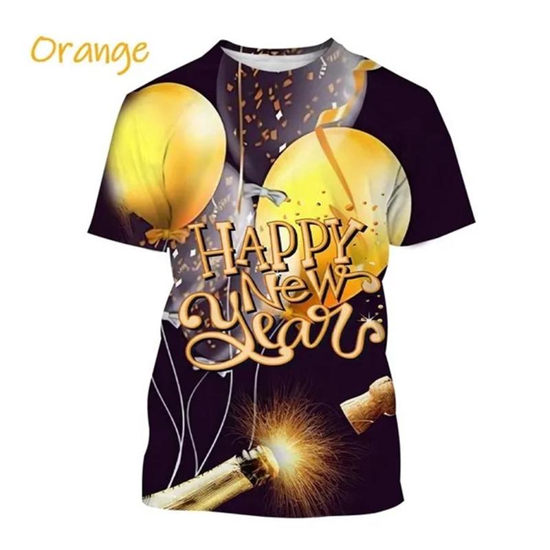 Happy New Year! Hot Selling Men And Women 3D Printed T-Shirt Short Sleeve Fashion Casual Christmas Art T-Shirt Unisex Tops Tees