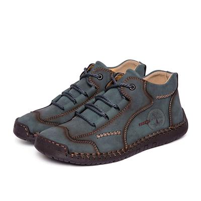 Men Leather Shoes Sneaker Leather Handmade Shoes Men Casual Shoes Plus Size Men Vintage Hand Stitching Soft Business Casual Ankle Boots