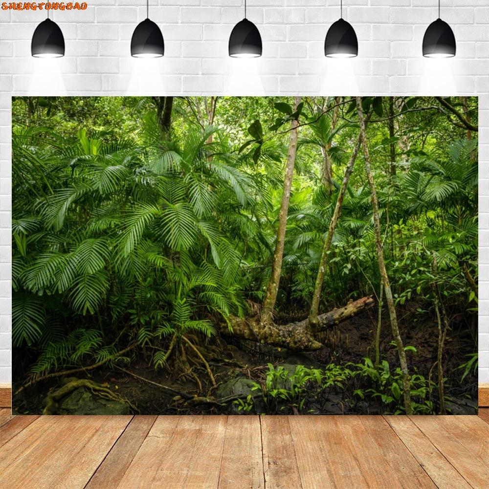 Tropical Rainforest Backdrop Green Trees Baby Shower Birthday Party Portrait Photography Background Wall Decor Photostudio Props