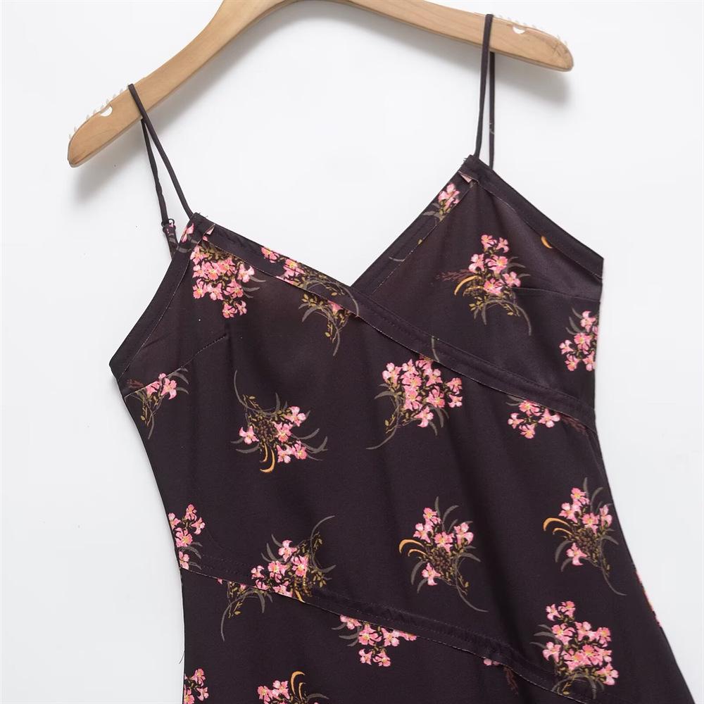 2025 Women's Spring/Summer V-Neck Floral Spaghetti Strap Dress