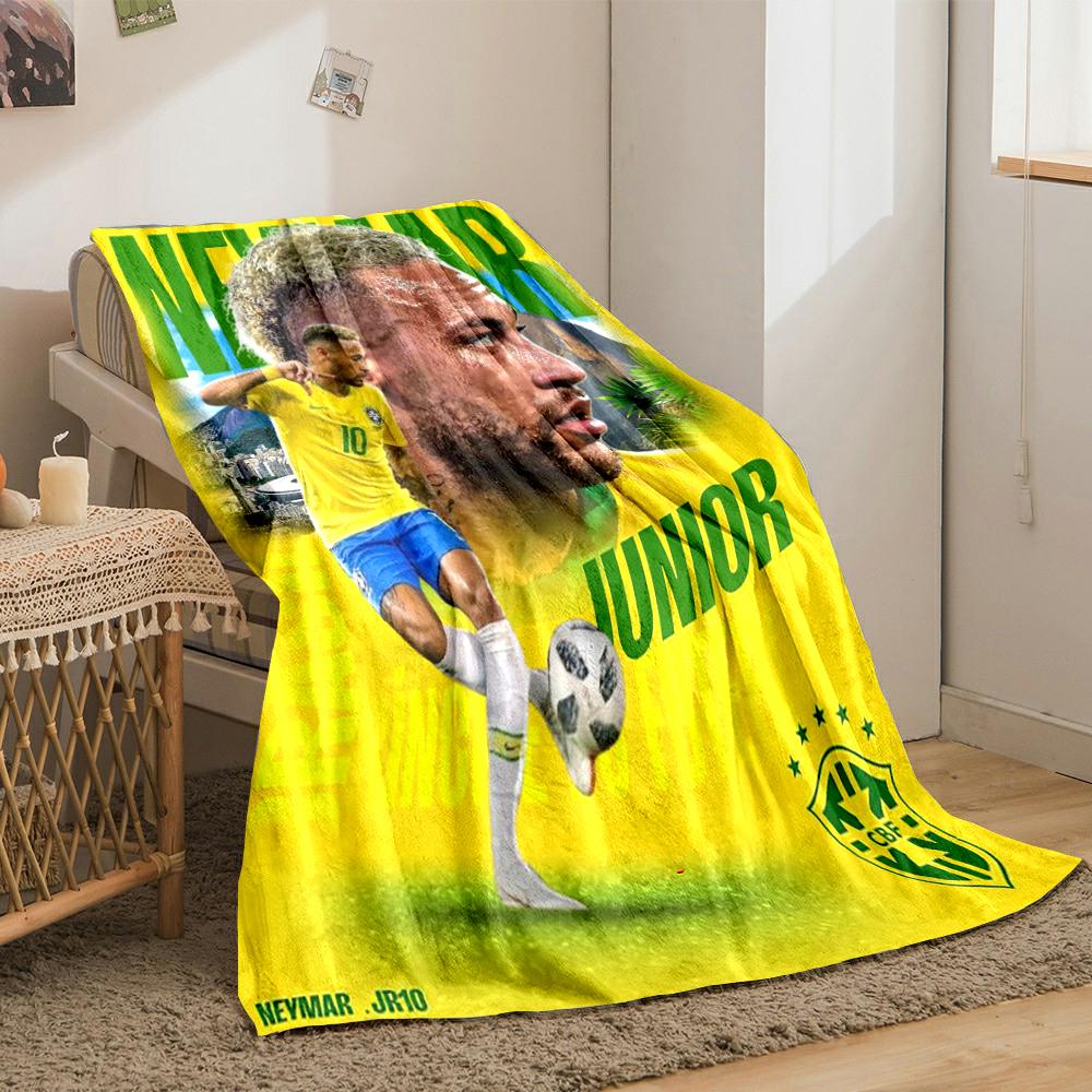 Yellow Soccer Designed Flannel blanket for bedroom, living room, sofa, and nap
