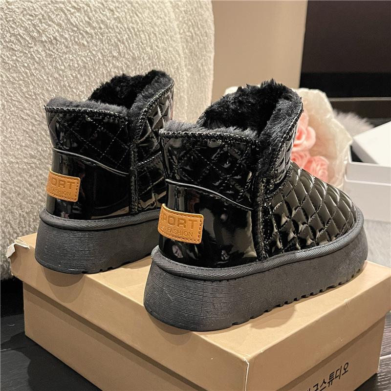 

Зимние женские ботинки на толстой подошве с увеличением высоты, бархатные утепленные, новые, водонепроницаемые и нескользящие, теплые хлопковые ботинки в иностранном стиле 40 чёрный