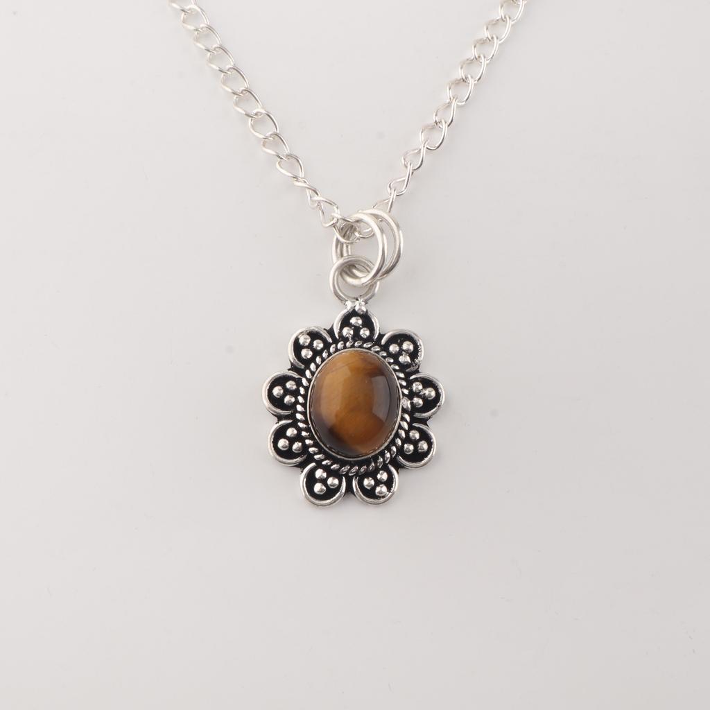 Yellow Tiger Eye Gemstone 925 Sterling Silver Jewelry Designer Women Pendant 1.37" Gift CP-40-25