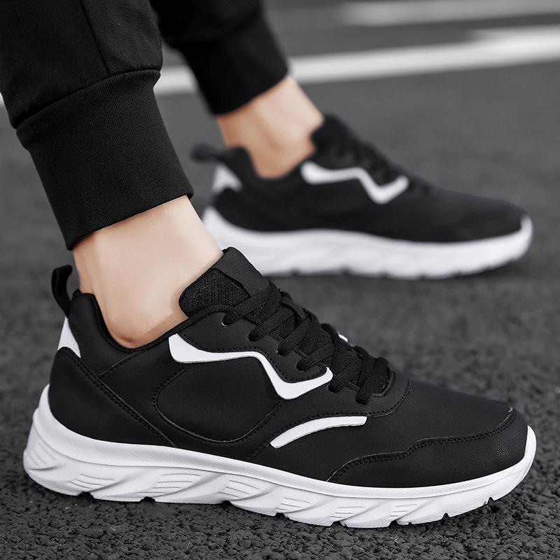 Mode Wasserdichte Leder Herrenschuhe Leichte Freizeitsneaker Mode Rutschfeste Walking Schuhe Schnürschuhe Laufschuhe Zapatos Hombre
