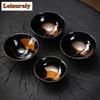 Chinese Tianmu Glazed Ceramic Teacup Creative Bamboo Hat Tea Cup Peacock Opening Screen Tea Bowl Kiln Chnge Pu'er Chazhan Teaset