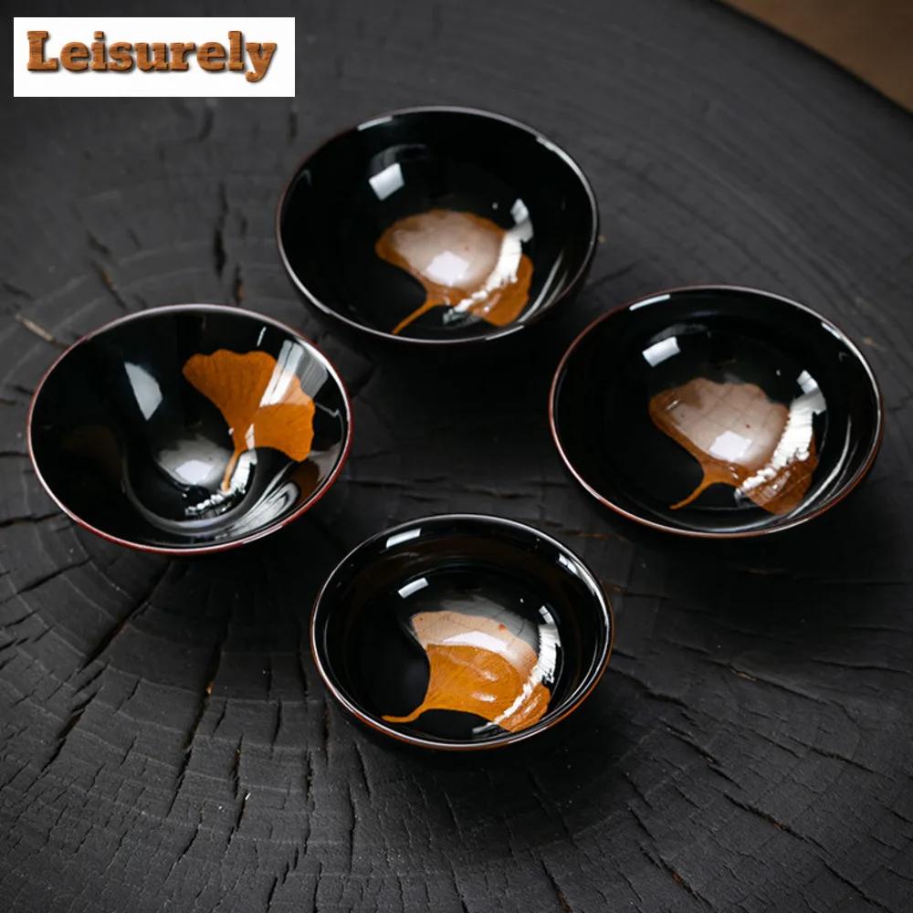Chinese Tianmu Glazed Ceramic Teacup Creative Bamboo Hat Tea Cup Peacock Opening Screen Tea Bowl Kiln Chnge Pu'er Chazhan Teaset