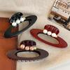 Vintage Oval Perlen Haarspange für Frauen Elegant Große Haarklammer Haarkrabbe Kopfschmuck Haaraccessoires