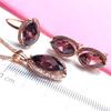 Exquisite Russian 585 Purple Gold Luxury Flash Diamond Smoke Stone Oval Pendant Rich Rose Gold Plated Colored Gold Necklace