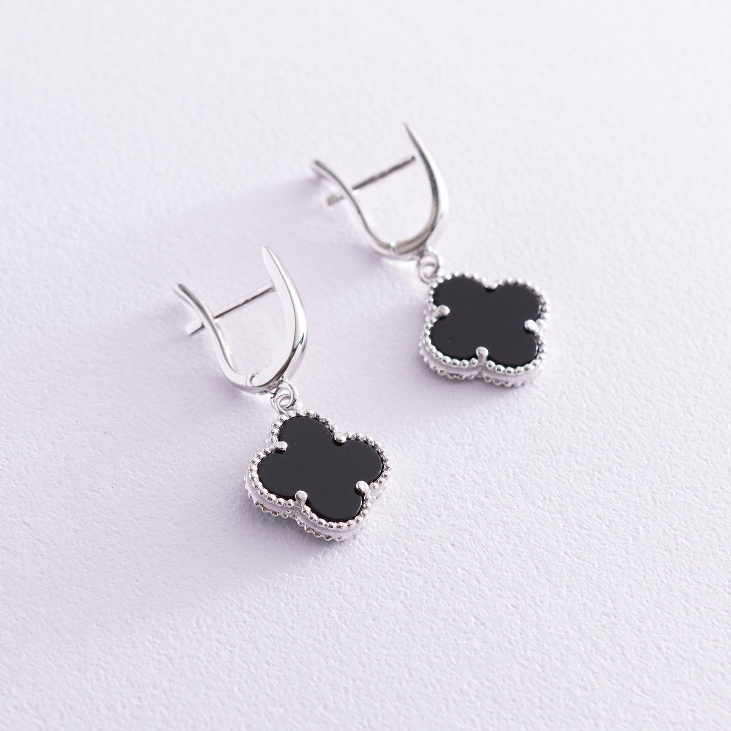 

Срібні сережки (онікс) Oniks срібний