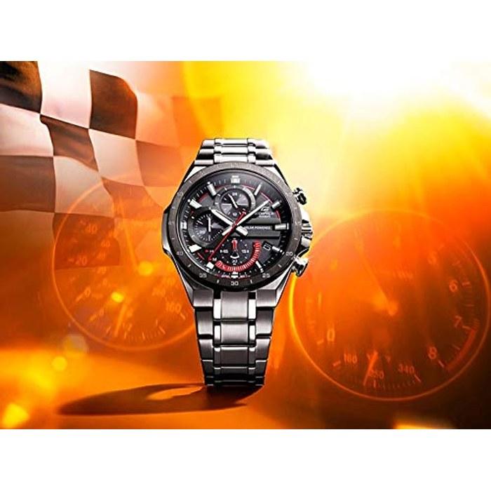 CASIO Edifice EQS-920DB-1A Men's Chronograph Analog Solar Watch, Black/Silver