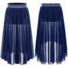 Girls Lyrical Contemporary Modern Dance Skirts Shiny Rhinestones Waistband Side Slit High Low Irregular Mesh Skirt Performance Costume