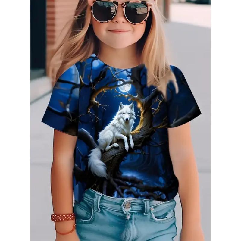 

Модная высококачественная детская женская футболка с короткими рукавами и рисунком животных 170