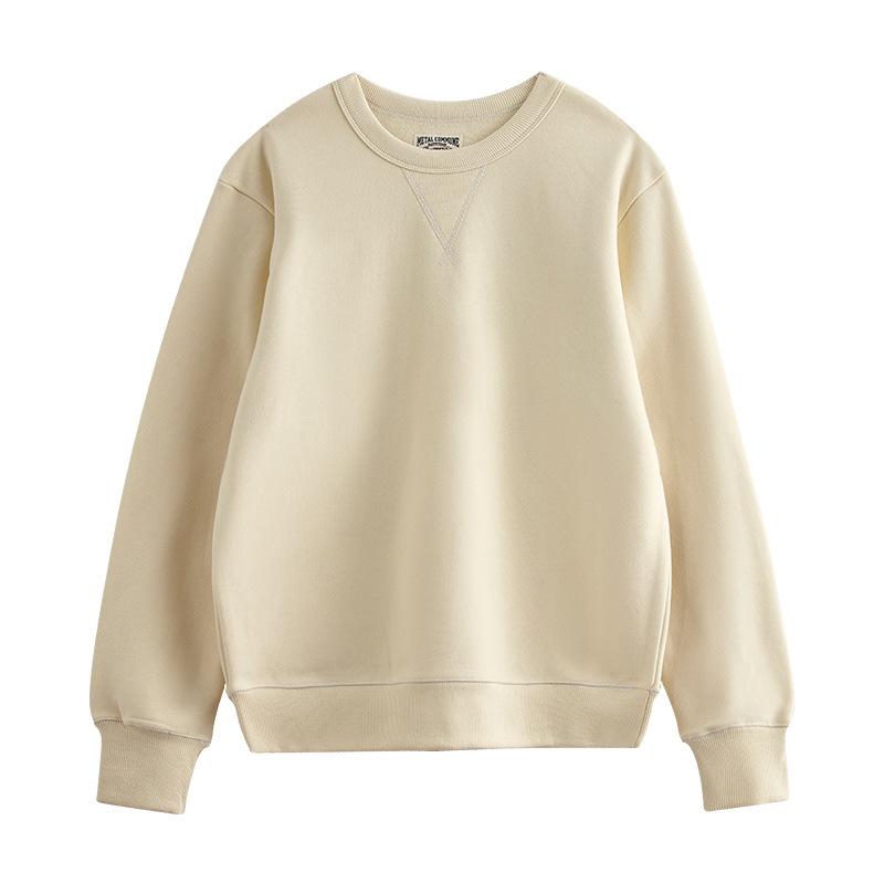 

Round Neck Sweater Solid Color Thickening and Velvet Light Gray Pullover for Men and Women In Autumn and Winter XXXL