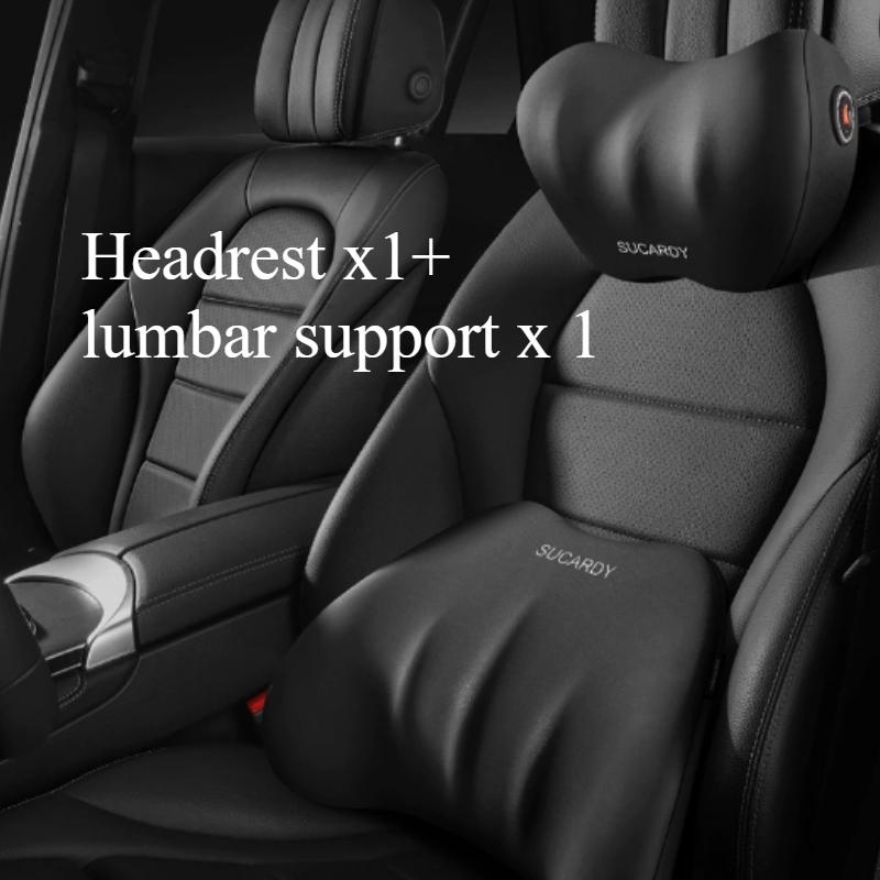 2pcs/set Car Lumbar Pillow Memory Foam Backrest Lumbar Support Cushion Car Seat Headrest Lumbar Support for Driving